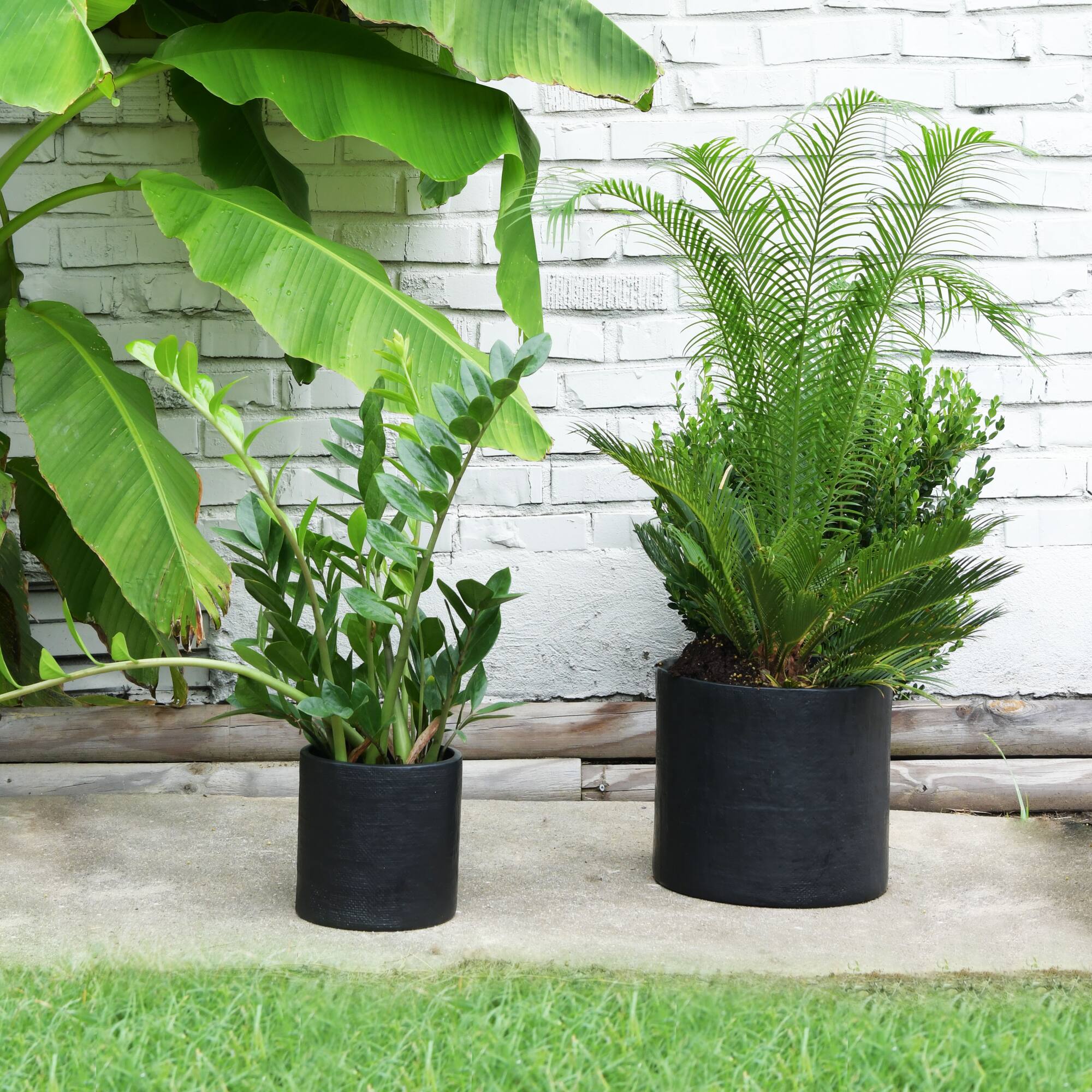 Hello Honey® Stoneware Planters with Embossed Cross Hatch Texture Set